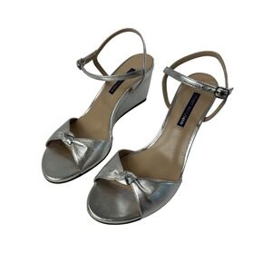 STUART WEITZMAN Gloria 105 Silver Metallic Leather Stiletto Sandals US‎ 7.5